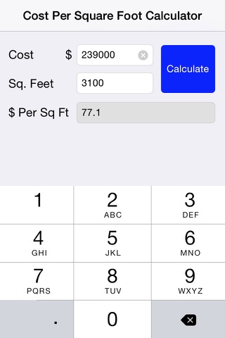 Cost Per Sq Foot Calculator screenshot 2