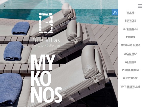 Blue Villas Collection Mykonos Santorini for iPad screenshot 2