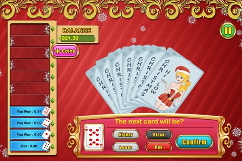 Amazing Christmas HiLo Card Mania - good casino lottery table screenshot 2