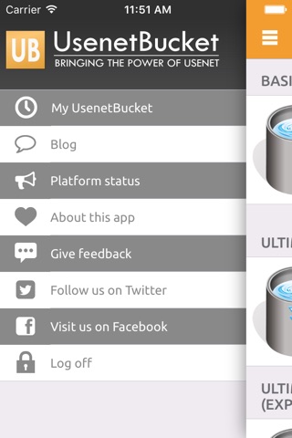 UsenetBucket Control Panel screenshot 2