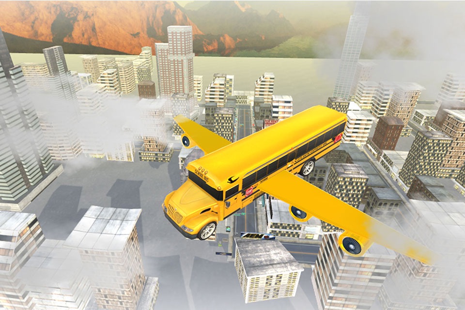Flying School bus simulator 3D free - school kids screenshot 2