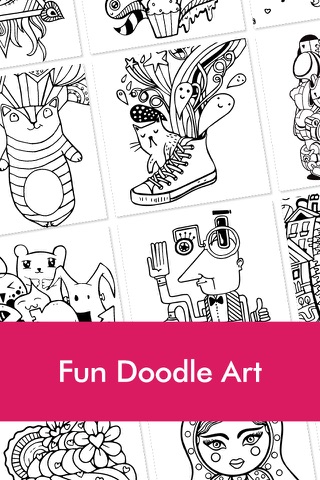 Doodle Coloring Book for Adults & Kids: Free Fun Coloring Games with Stress Relieving Color Therapy Pages screenshot 3