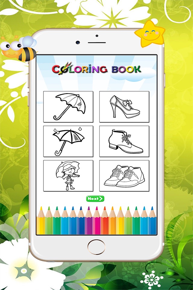 umbrella coloring book  free games foe kids : learn to paint umbrellas and shoes. screenshot 3