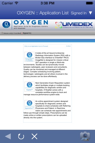 UMEDEX OXYGEN App Suite screenshot 2