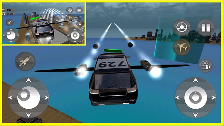 Floating Police Car Flying Cars – Futuristic Flying Cop Airborne flight Simulator FREE game