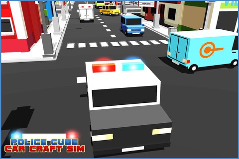 Police Cube Car Craft Sim 3D - Blocky Racing Roads Fever screenshot 2