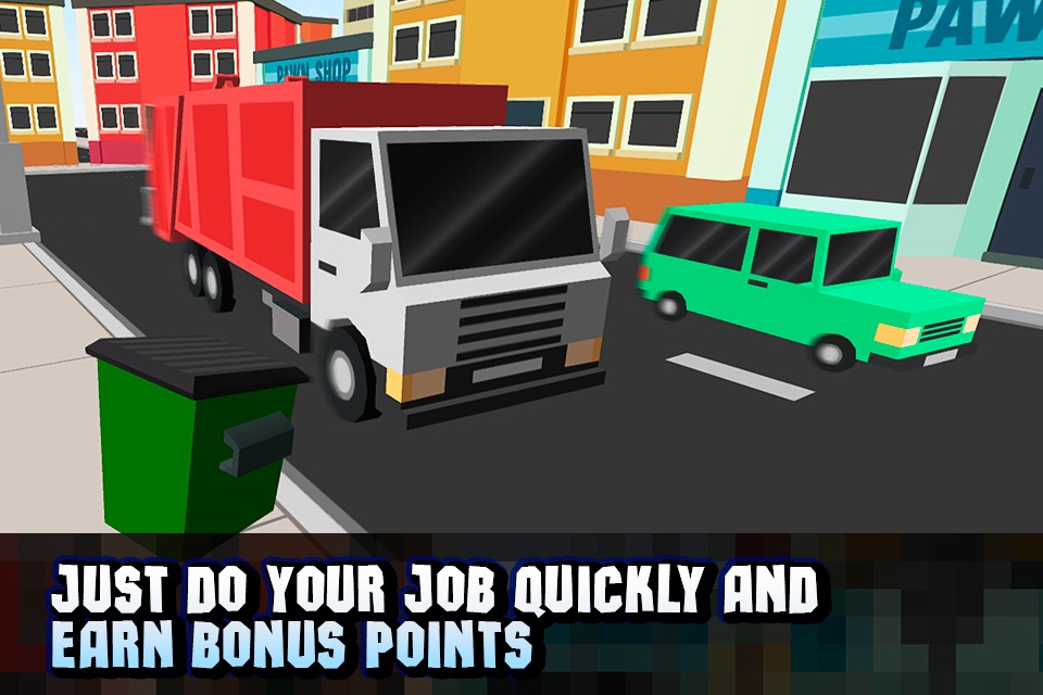 Pixel City Garbage Truck Driver 3D screenshot 3