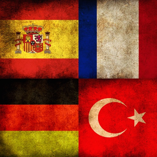 Spanish German English Turkish Language Set Icon