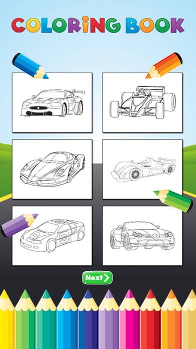 sports car racing coloring book  drawing and painting