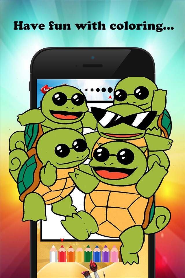 The Turtle Cartoon Paint and Coloring Book Learning Skill - Fun Games Free For Kids screenshot 4