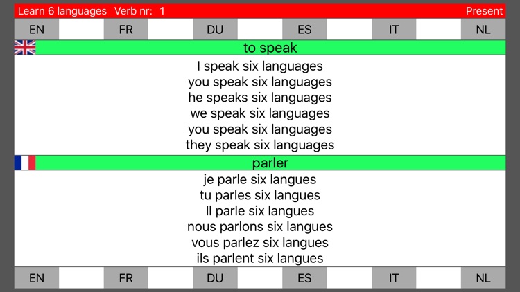 Learn 6 languages simultaneously using verbs free version