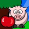 The apples start falling from the tree and a hungry pig wants to eat them all