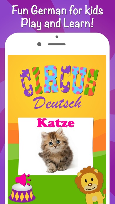 Circus German for kids beginners and adults Free learning Deutsch language by fun vocabulary games 1.0.0 IOS -