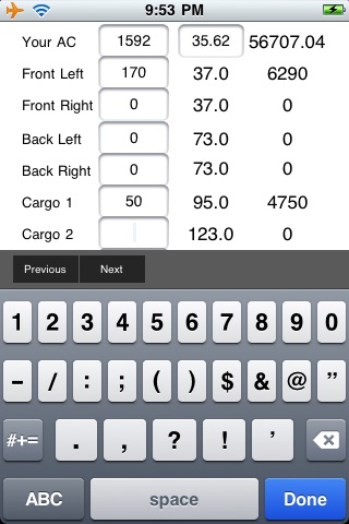 CR172K (Hawk XP) Weight and Balance Calculator screenshot 2
