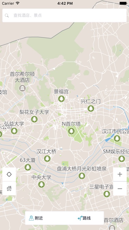 首尔中文离线地图-韩国离线旅游地图支持步行自行车模式