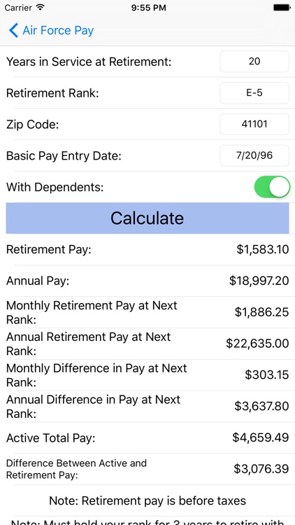 Air Force Pay Calculators
