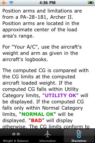 Archer II PA-28-181 Weight and Balance Calculator screenshot 3