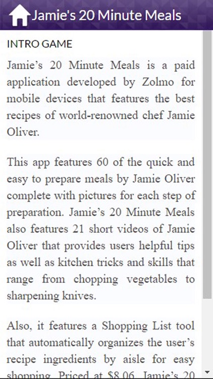 App Guide for Jamie's 20 Minute Meals