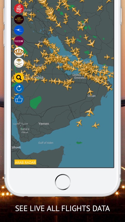 Arab Radar : Emirates, Air Arabia, Qatar, Etihad, Saudi, Royal Jordanian, Kuwait Airways Live Flight Radar & Status