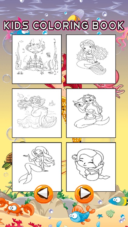 Mermaid Princess Coloring Pages Kids Painting Game