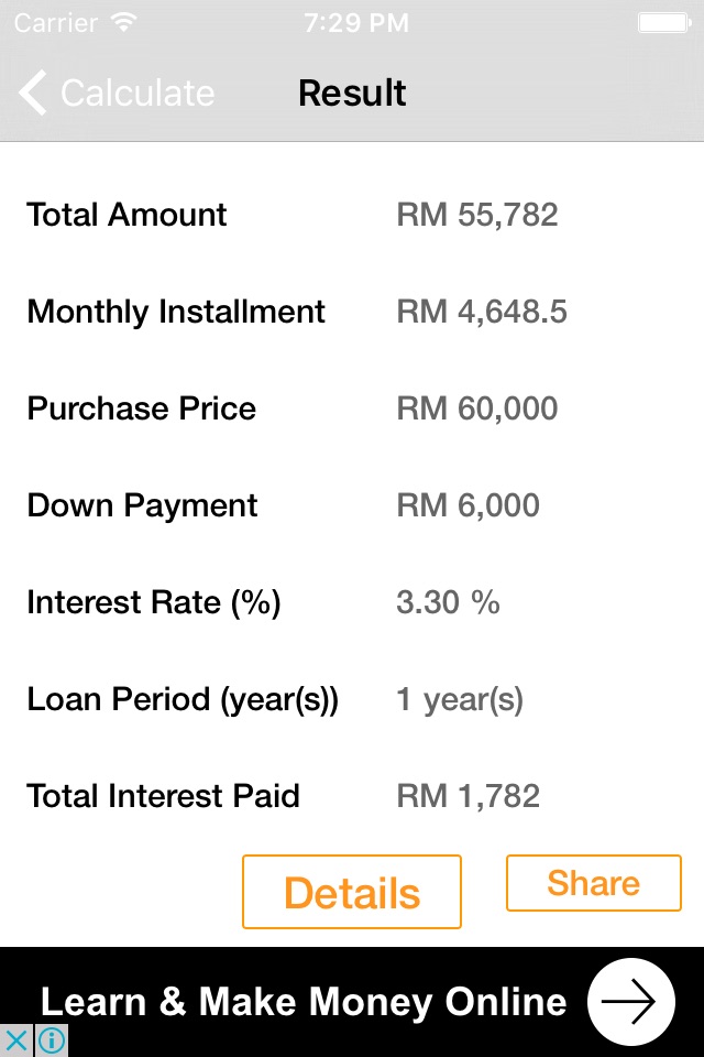Malaysia Car Loan Calculator screenshot 2