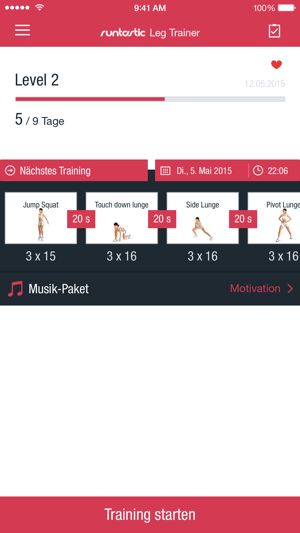 Runtastic Leg Trainer App Screenshot