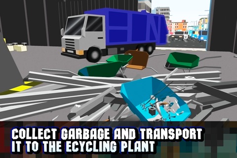 Pixel City Garbage Truck Driver 3D Full screenshot 2