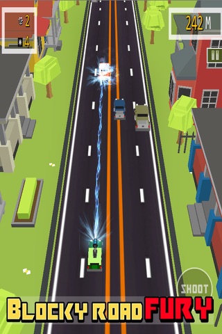 Blocky Road Fury - Free Car racing & shooting Game screenshot 3