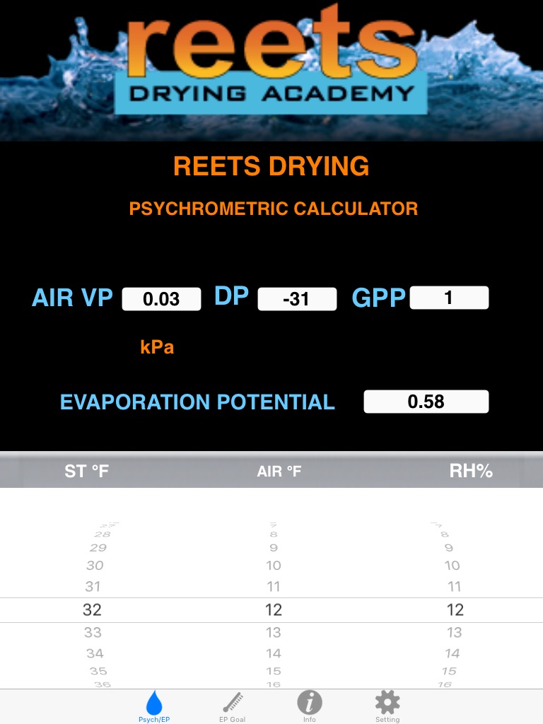 ReetsDryCalc-iPad - Reets Drying Psychrometric screenshot 2