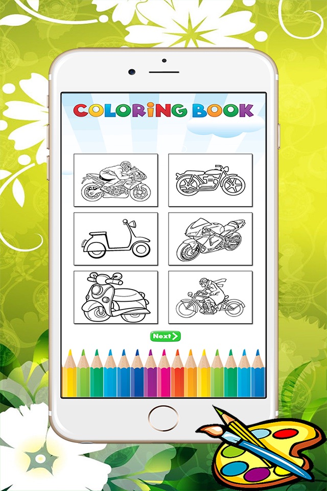 Motorcycle Coloring Book For Kids - Games Drawing and Painting For learning screenshot 3