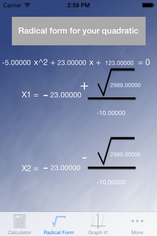 Blue Quadratic Solver screenshot 2