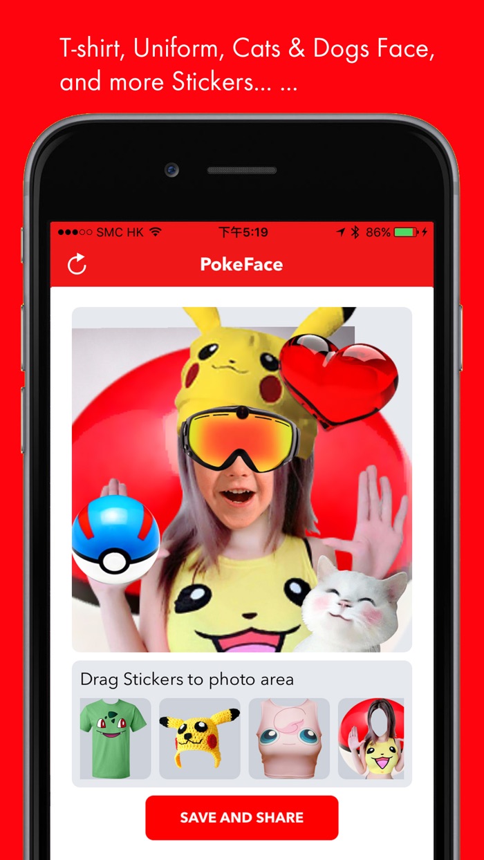 PokeFace for snapchat,facebook,instagram,whatsapp,pokemon go emoji  reaction stickers