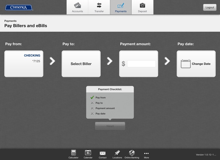 Comerica Mobile Banking®- iPad
