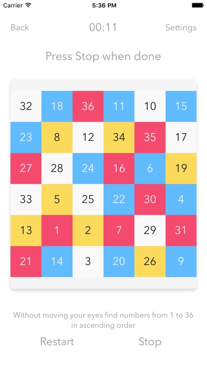Schulte Table - improve fast reading and attention screenshot-0