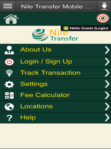 Screenshot of Nile Transfer Mobile App