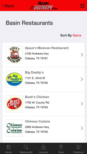 Basin Delivery Restaurant Service On The Screenshots