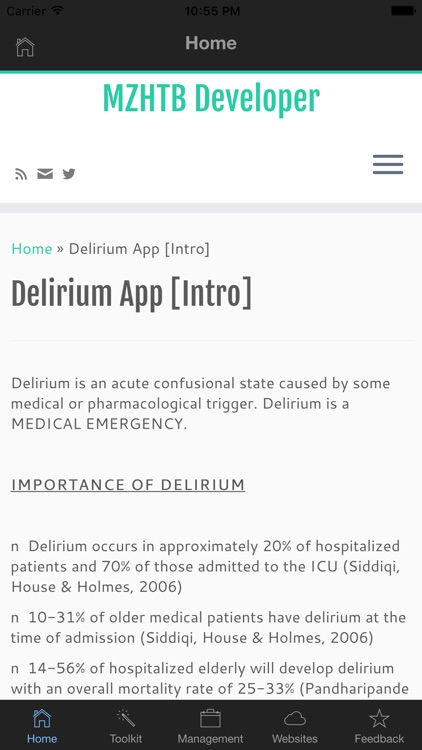Delirium Clinical Application