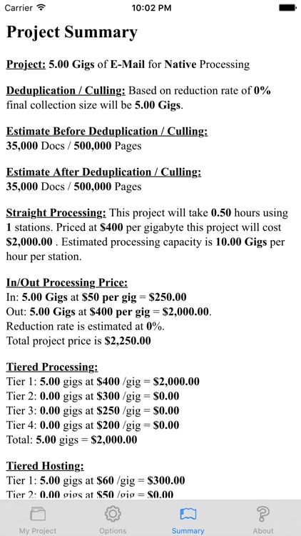 E-Discovery Project Calculator screenshot-3