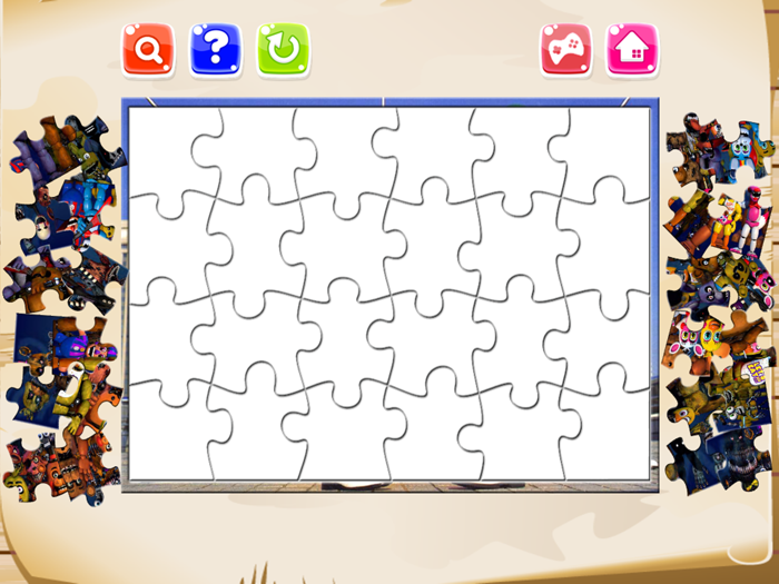 卡通拼图游戏的夜晚在弗雷迪的