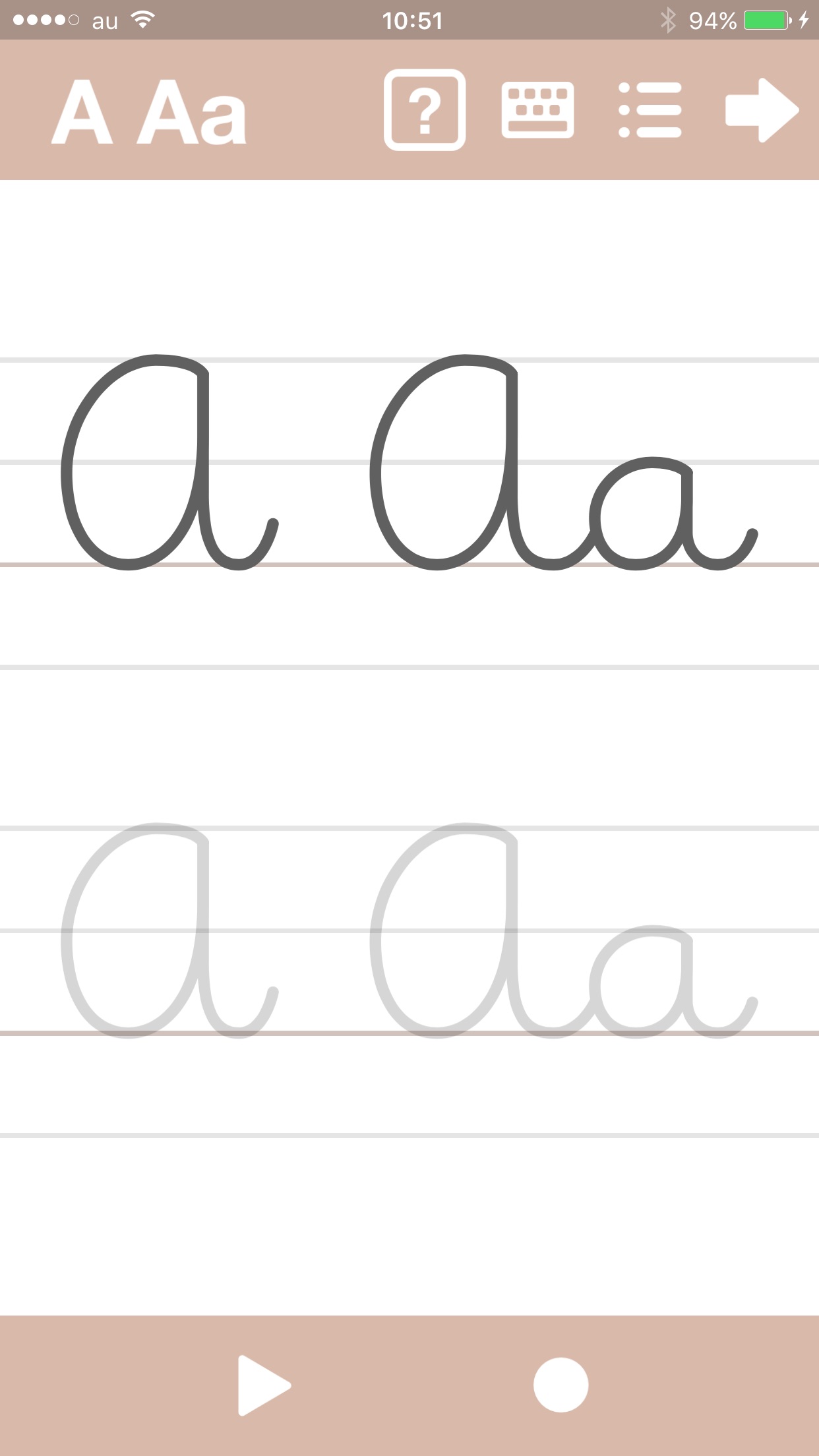 Screenshot do app Cursive Writing App@ abCursive