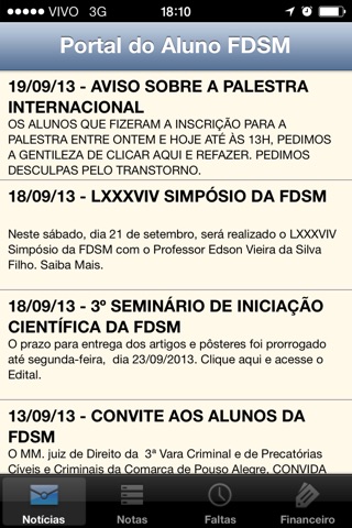 Portal do Aluno FDSM screenshot 2