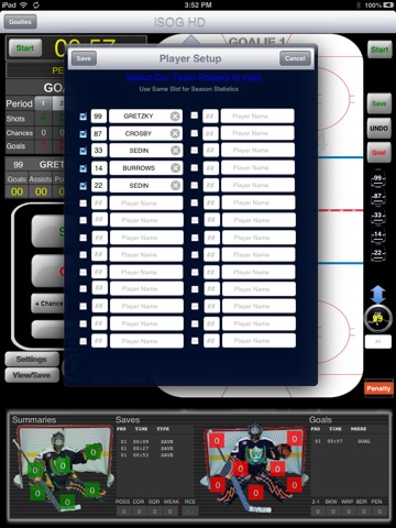 iSOG HD Lite Goalie & Player Stats Utility screenshot 3