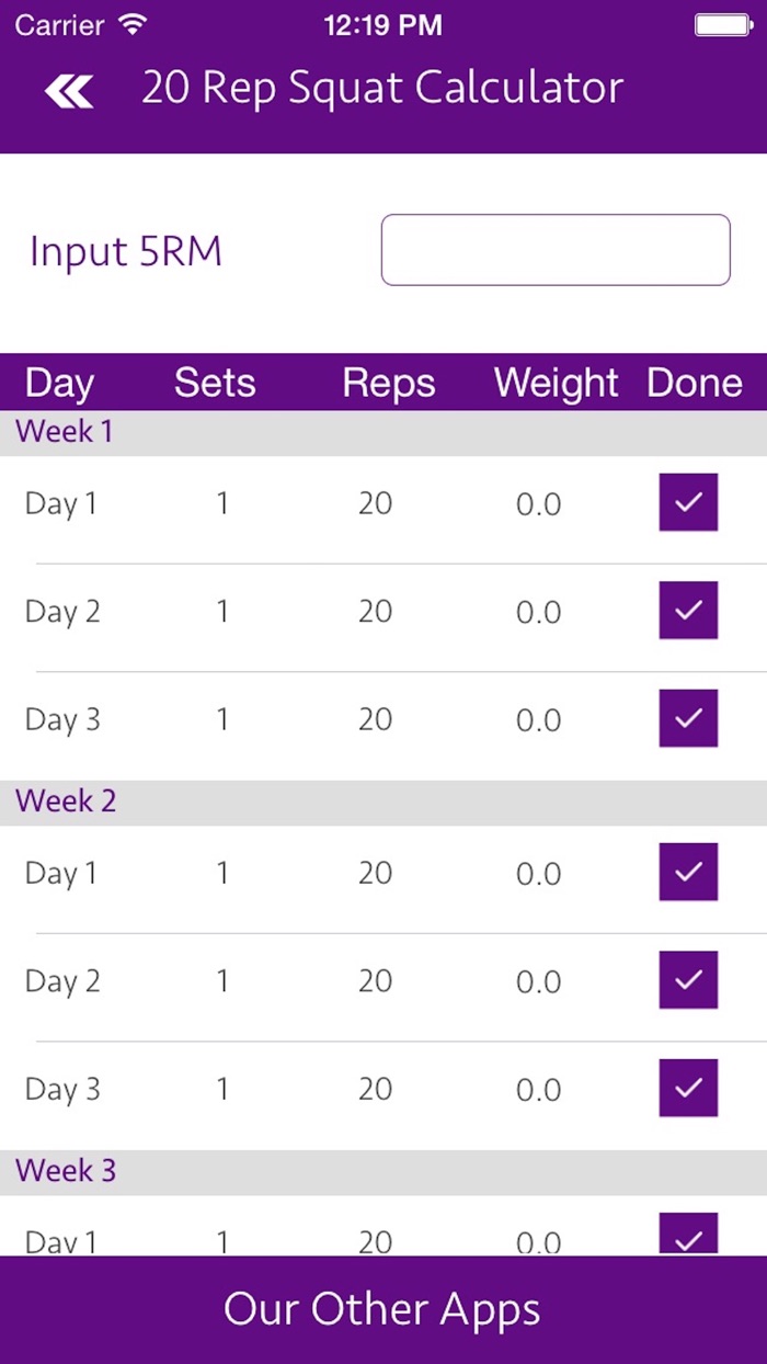20 Rep Squat Calculator