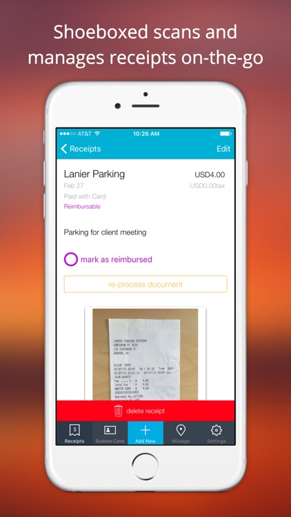 Shoeboxed Receipt and Mileage Tracker