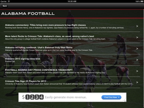 2013 Alabama Football Guide for iPad screenshot 2