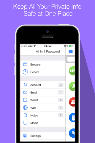 All in 1 Password Manager Lite & Secret Camera - Secure digital Wallet application to Hide Personal Data with Private Browser screenshot 2