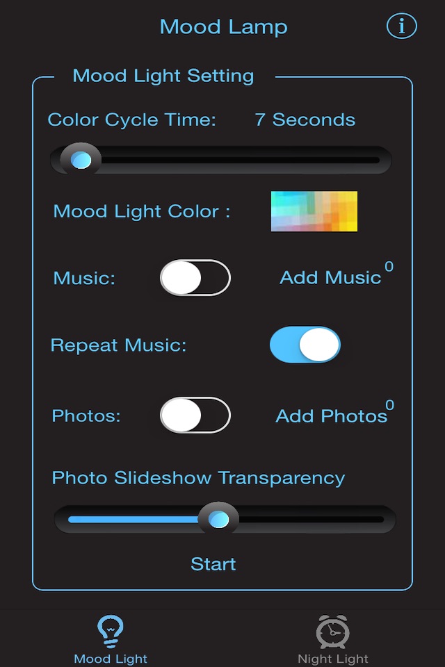 Night Light LITE - Mood Light with Music, NightLight with sound sensor, Time Display & Alarm Clock screenshot 2