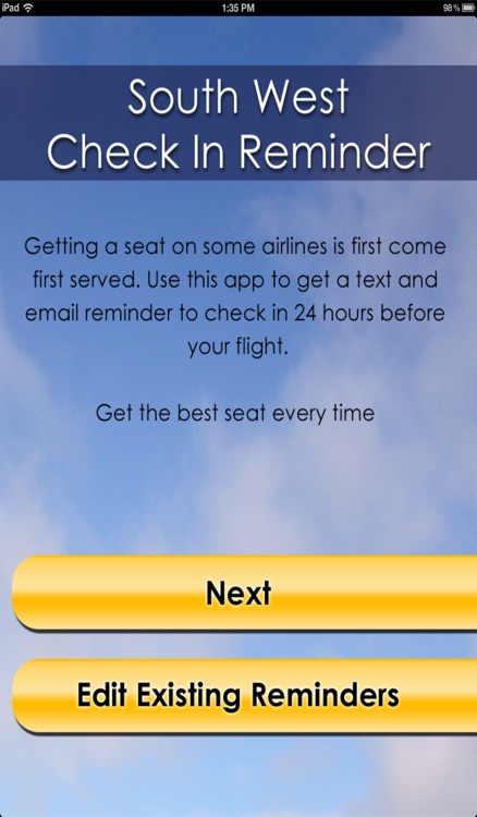 South West Check In Reminder