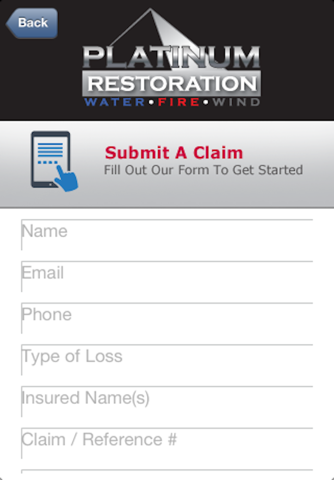 Platinum Restoration, Inc. Mobile Claim Service screenshot 2