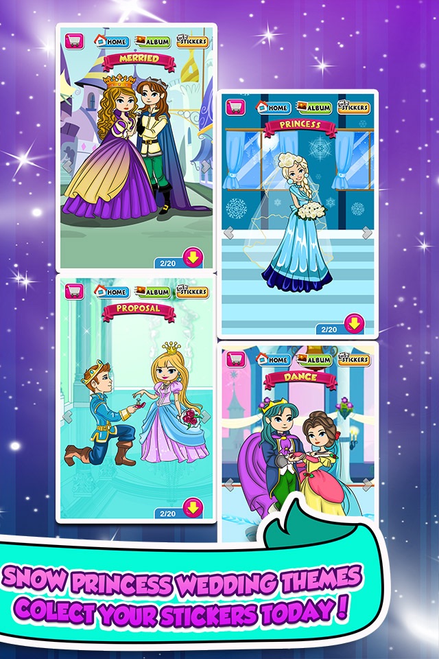 Princess Sticker Salon Game - frozen make-up wedding & dress up girl makeover! screenshot 4